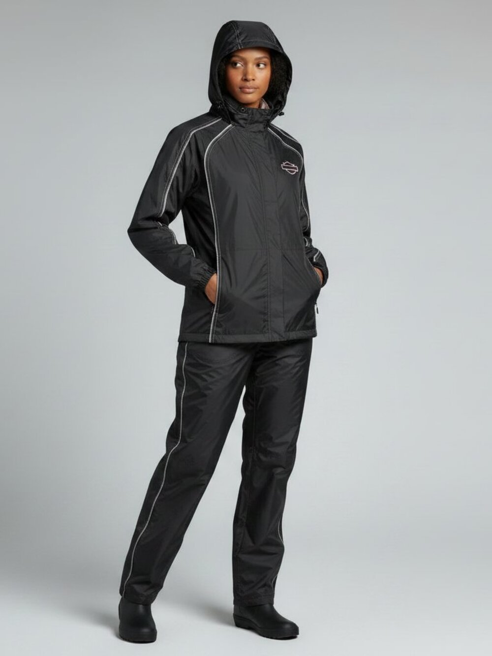 Harley-Davidson Illumination 360 Women's L Rain Suit - Black w/Pink piping NWOT - Picture 3 of 14